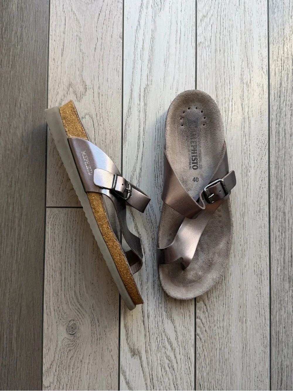 Mephisto Helen Bronce Leather Slide Sandals size 9